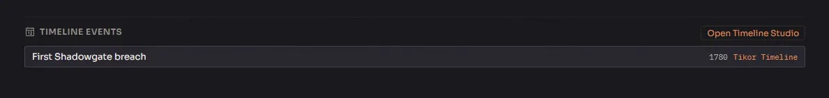 Timeline events linked to Legendry entries