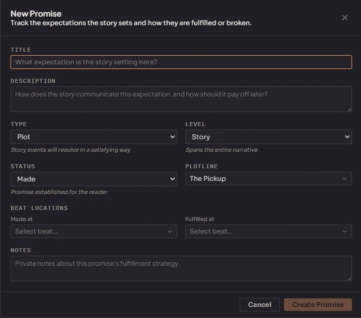 Creating a new promise with type, scope, and status